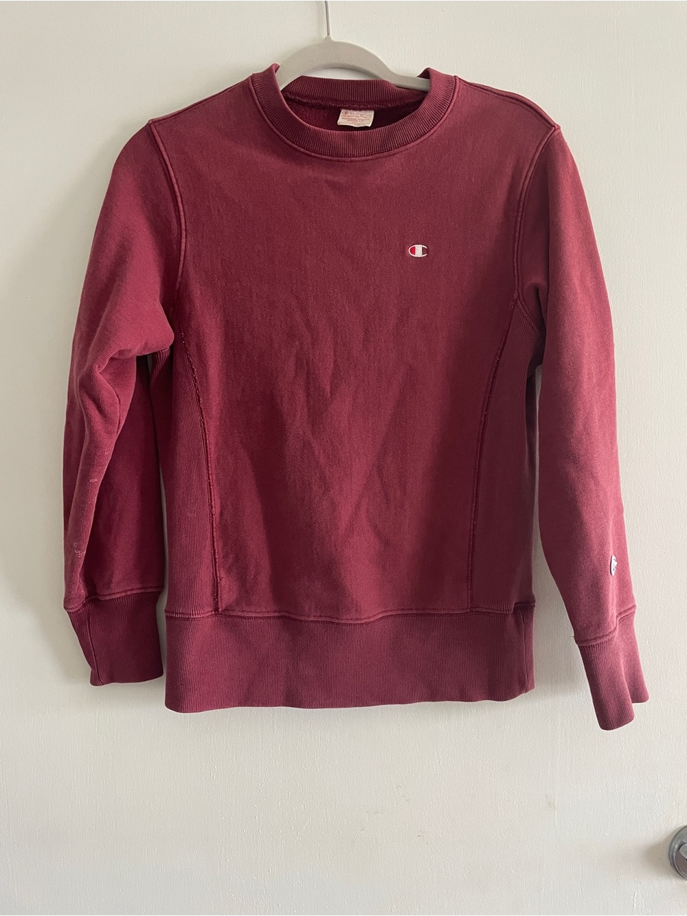 Vintage Champion Women's Maroon Crewneck Reverse Sweatshirt XS